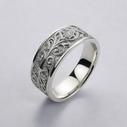 A beautifully designed men's silver ring with intricate patterns