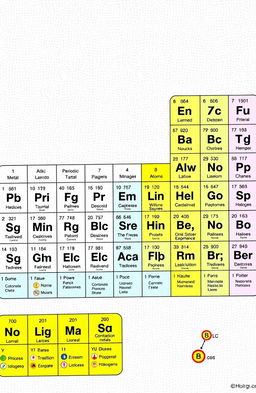 An educational and detailed illustration of the periodic table of elements, highlighting the different groups, including alkali metals, alkaline earth metals, transition metals, halogens, and noble gases