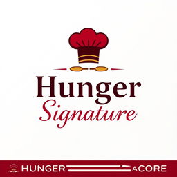 A sleek and modern logo design for a chef-themed brand named 'Hunger Signature'