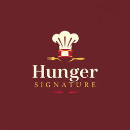 A sleek and modern logo design for a chef-themed brand named 'Hunger Signature'