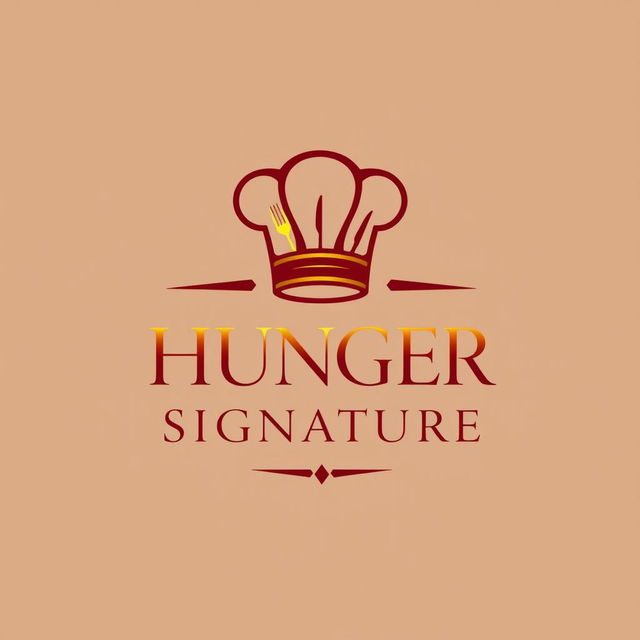 A sleek and modern logo design for a chef-themed brand named 'Hunger Signature'