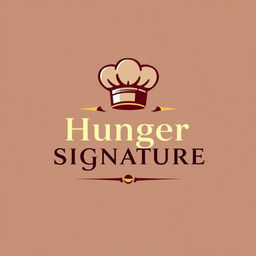A sleek and modern logo design for a chef-themed brand named 'Hunger Signature'
