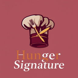 A realistic and detailed logo design for a chef-themed brand named 'Hunger Signature'