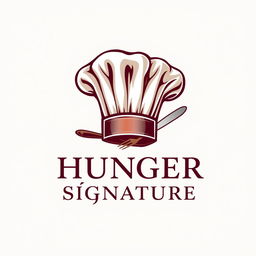 A realistic and detailed logo design for a chef-themed brand named 'Hunger Signature'