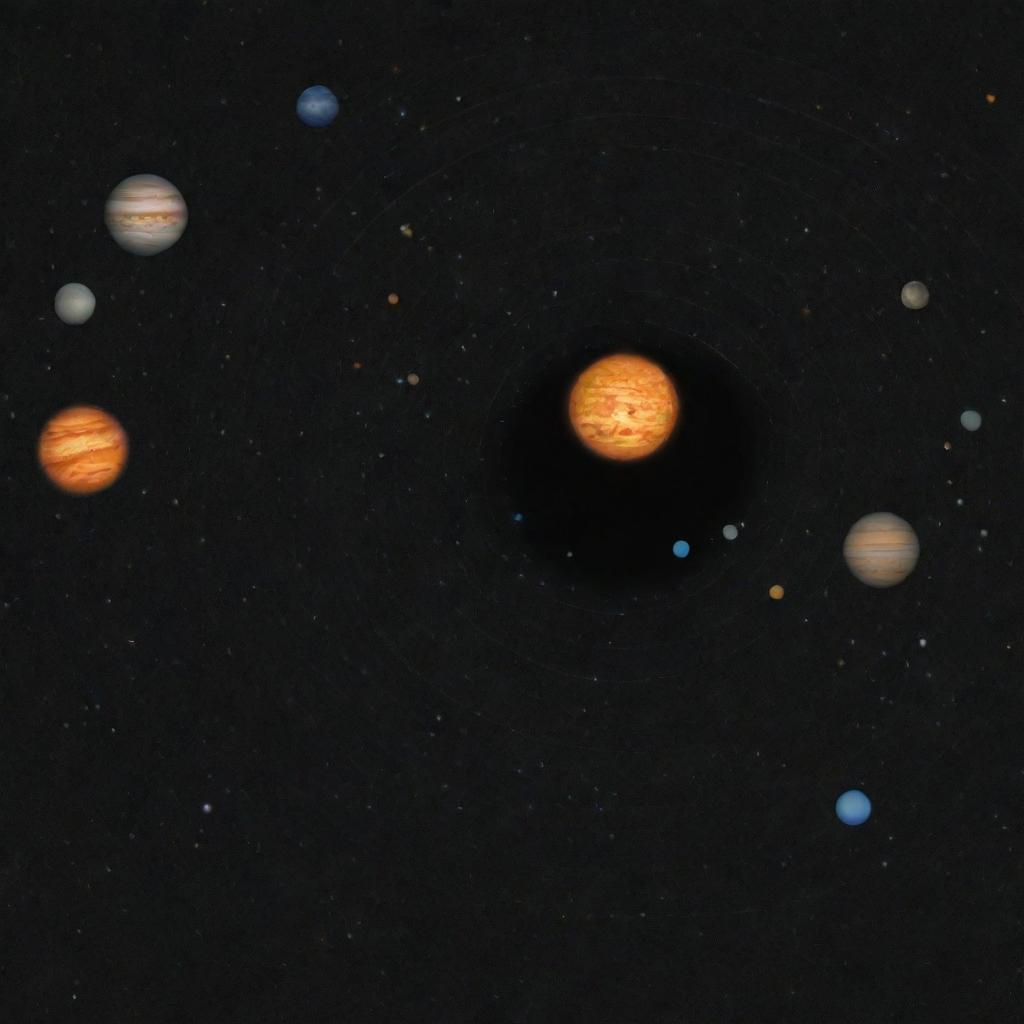 A detailed solar system with all the planets, sun, and asteroid belt