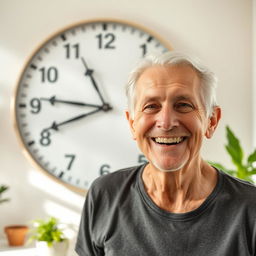 A healthy older individual with a youthful appearance, radiating vitality and well-being