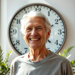 A healthy older individual with a youthful appearance, radiating vitality and well-being