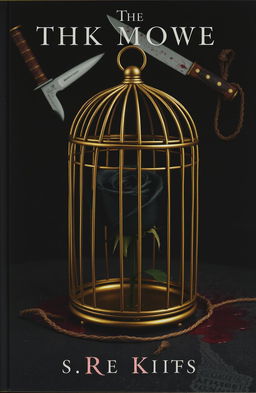 A dark cover featuring a black rose inside an open golden cage