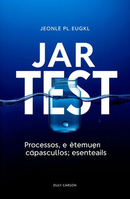 A book cover design featuring a deep blue gradient background symbolizing the depth and purity of water, with a rich dark blue at the top fading into a lighter blue at the bottom