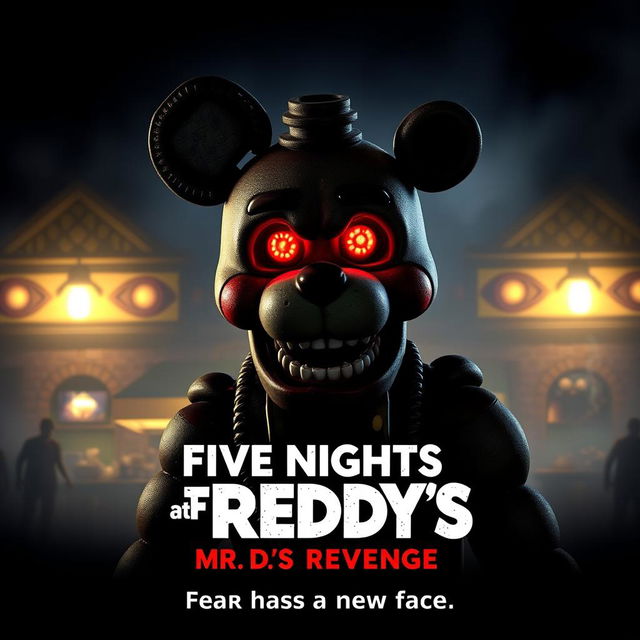 An epic movie poster for a Five Nights at Freddy's (FNAF) film featuring a character named Mr