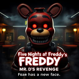 An epic movie poster for a Five Nights at Freddy's (FNAF) film featuring a character named Mr