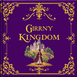 An 1800s style book cover featuring a majestic amethyst color theme, evoking a sense of royalty and grandeur