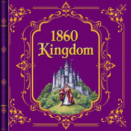 An 1800s style book cover featuring a majestic amethyst color theme, evoking a sense of royalty and grandeur