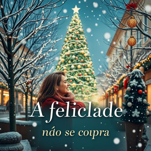 A book cover design titled 'A felicidade não se compra'