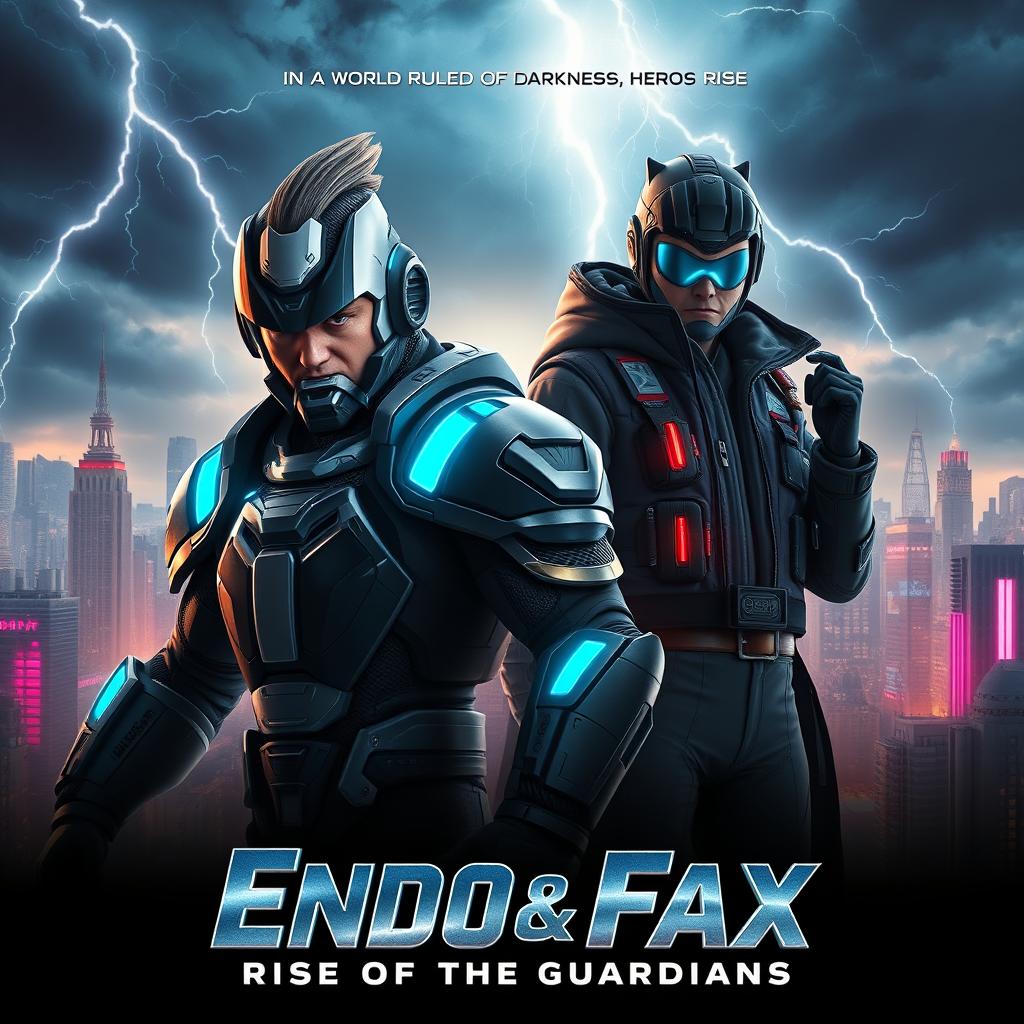 An epic movie poster showcasing two main characters, Endo and Fax