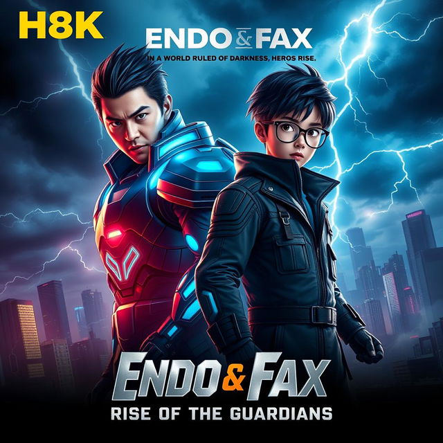 An epic movie poster showcasing two main characters, Endo and Fax