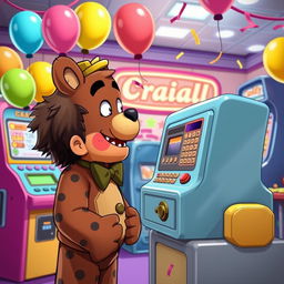 A vibrant and playful scene set in the colorful world of Fazbear Quest