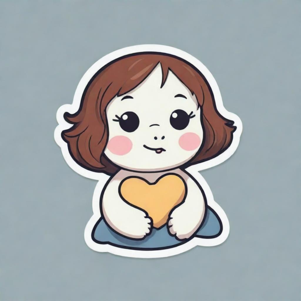 A simplified 2D illustration of an endearing sticker design, ideal for printed art.