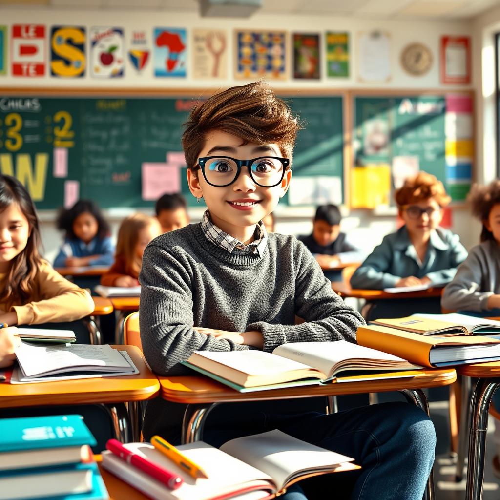 A classroom scene featuring a confident, stylish student known as the 'teacher's pet