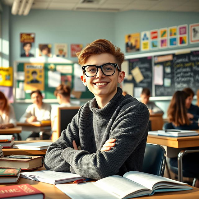 A classroom scene featuring a confident, stylish student known as the 'teacher's pet