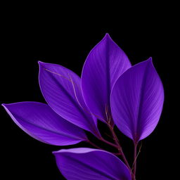 Purple petals against a black background, adorned with small golden threads intertwined with each petal, enhancing their beauty