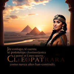 Jenna Ortega dressed as Cleopatra, showcasing her in an elegant Egyptian outfit with intricate gold and jewel embellishments, resembling the iconic queen of ancient Egypt