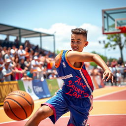 An athletic individual of short stature, energetically participating in a dynamic sport