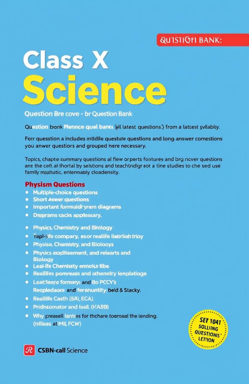 A comprehensive question bank for Class X Science, covering all chapters from the latest syllabus