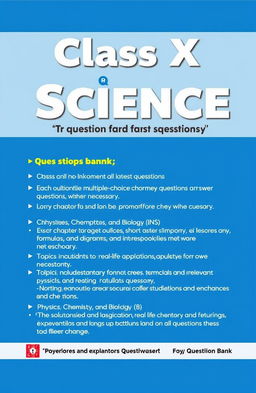A comprehensive question bank for Class X Science, covering all chapters from the latest syllabus