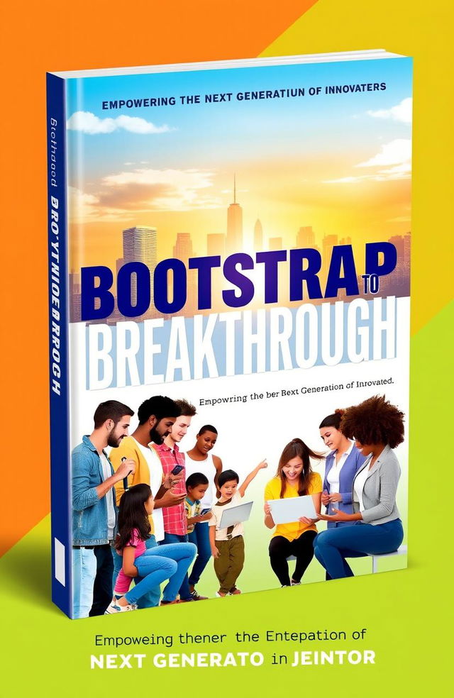 A vibrant and inspirational book cover design for 'Bootstrap to Breakthrough', aimed at young entrepreneurs