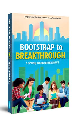 A vibrant and inspirational book cover design for 'Bootstrap to Breakthrough', aimed at young entrepreneurs