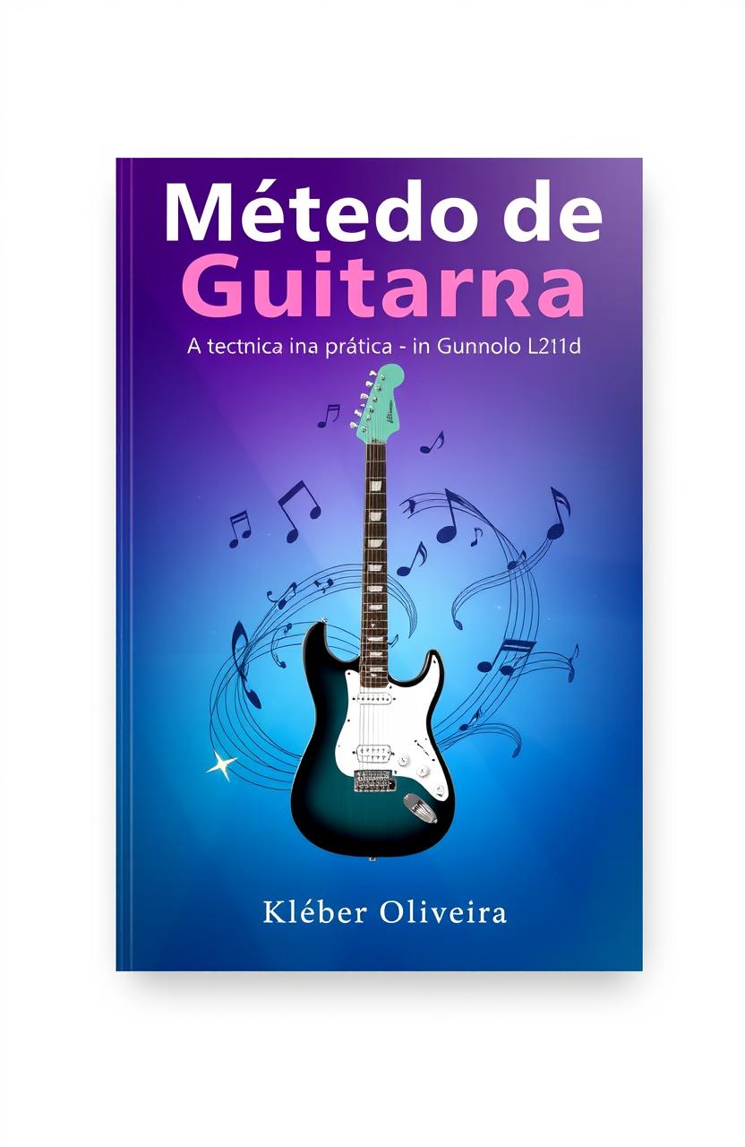 A sleek, modern e-book cover design for 'Método de Guitarra - A técnica na prática' by Kleber Oliveira