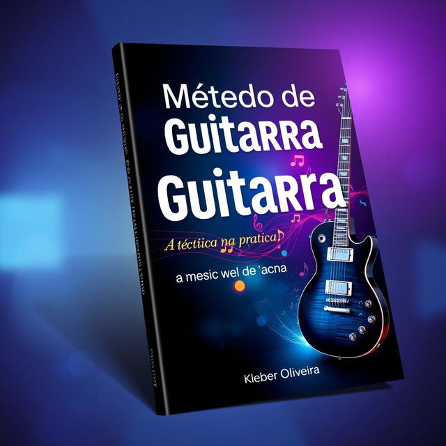 A sleek, modern e-book cover design for 'Método de Guitarra - A técnica na prática' by Kleber Oliveira