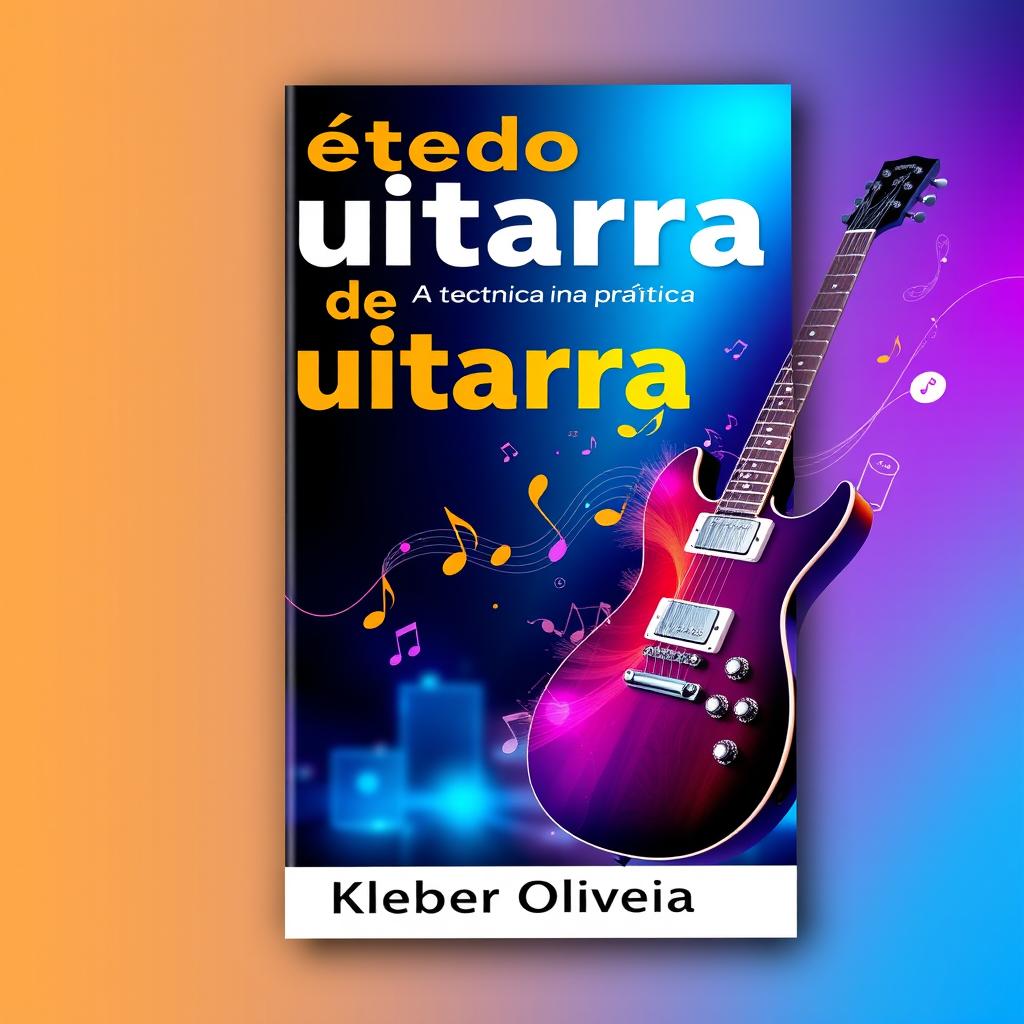 A sleek, modern e-book cover design for 'Método de Guitarra - A técnica na prática' by Kleber Oliveira