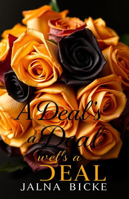 A captivating book cover featuring a striking arrangement of gold and black roses intertwined elegantly