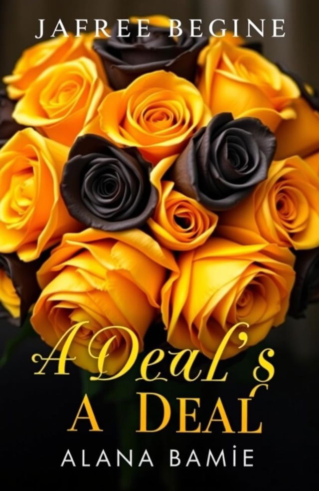 A captivating book cover featuring a striking arrangement of gold and black roses intertwined elegantly