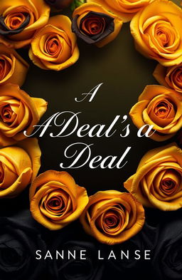 A visually striking book cover featuring an arrangement of vibrant gold and deep black roses