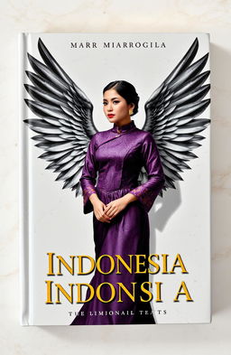 A mesmerizing book cover featuring a central icon of an Indonesian woman wearing a traditional kebaya, elegantly detailed and adorned in rich textures