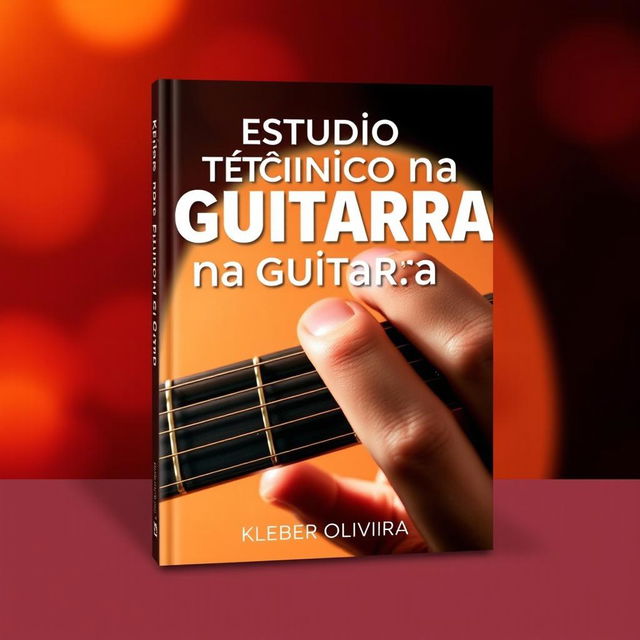 A contemporary and visually striking e-book cover design for 'Estudo Técnico na Guitarra' by Kleber Oliveira