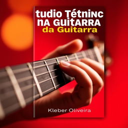 A contemporary and visually striking e-book cover design for 'Estudo Técnico na Guitarra' by Kleber Oliveira