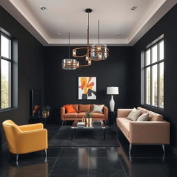 A room measuring 8 by 4 meters with interior walls painted black