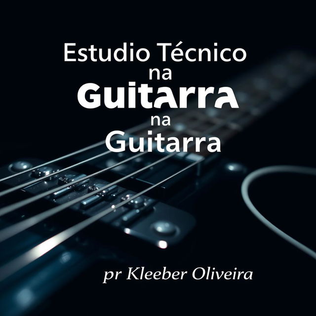 A sleek and modern e-book cover design for 'Estudo Técnico na Guitarra' by Kleber Oliveira