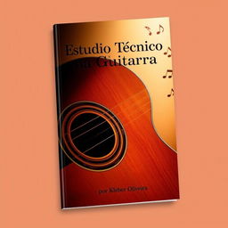 An elegant e-book cover design for 'Estudo Técnico na Guitarra' by Kleber Oliveira