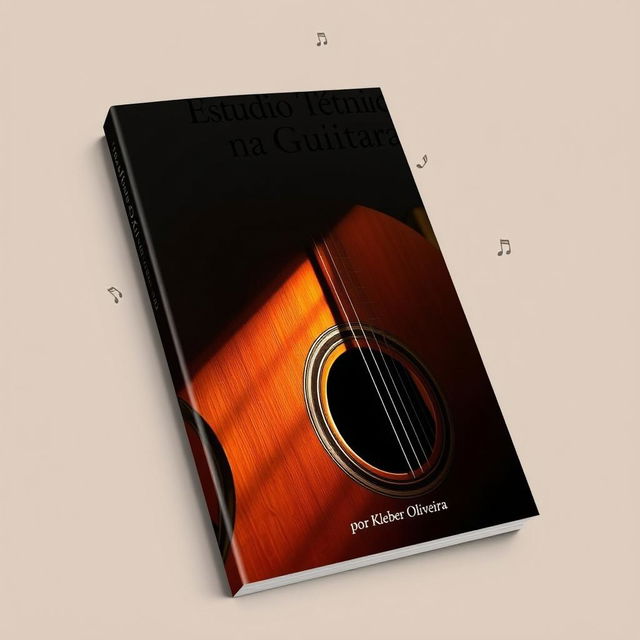 An elegant e-book cover design for 'Estudo Técnico na Guitarra' by Kleber Oliveira