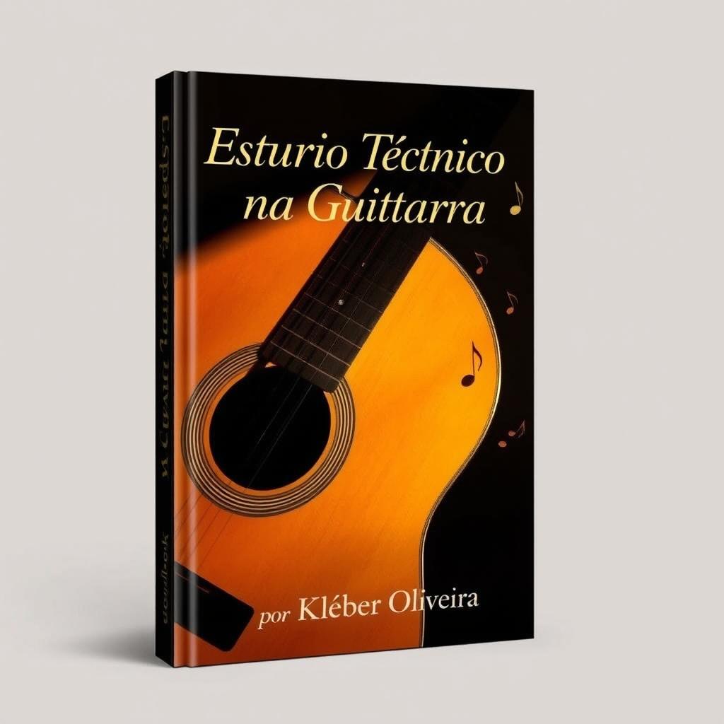 An elegant e-book cover design for 'Estudo Técnico na Guitarra' by Kleber Oliveira