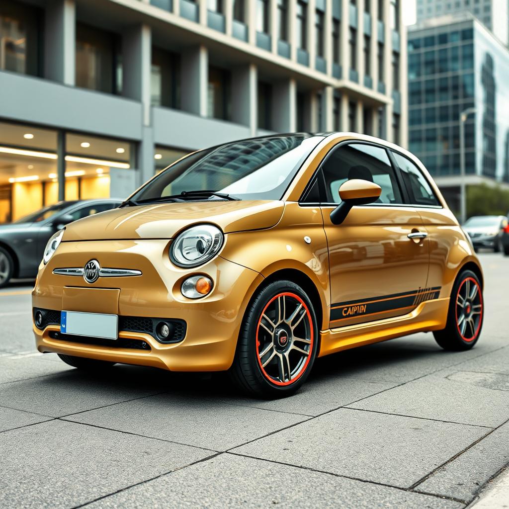 A unique car design that elegantly combines features of a Fiat 500 and a Mini Cooper