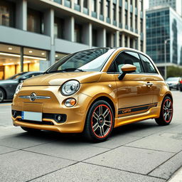 A unique car design that elegantly combines features of a Fiat 500 and a Mini Cooper