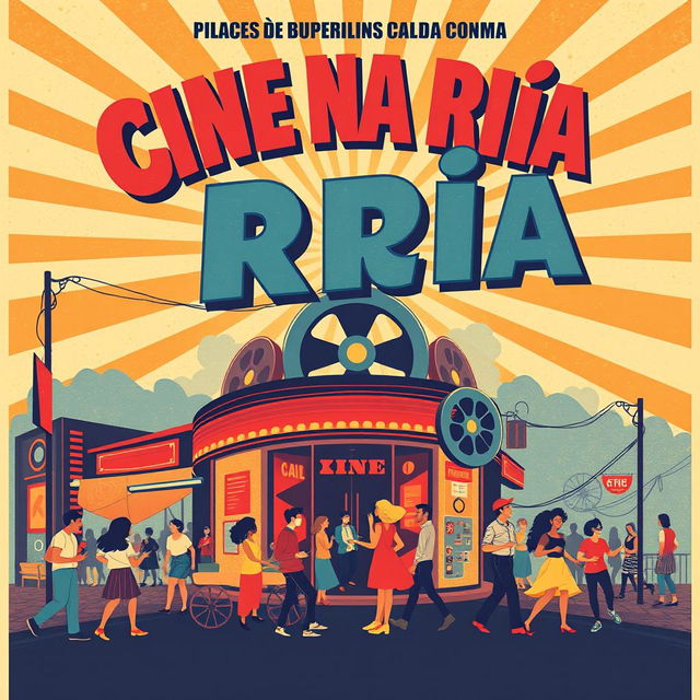 A vibrant retro movie poster for a fictional film titled "Cine Na Rúa"