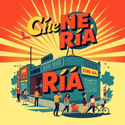 A vibrant retro movie poster for a fictional film titled "Cine Na Rúa"