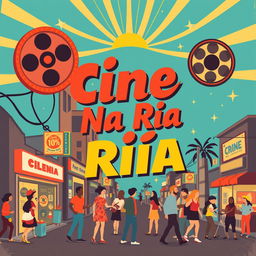 A vibrant retro movie poster for a fictional film titled "Cine Na Rúa"